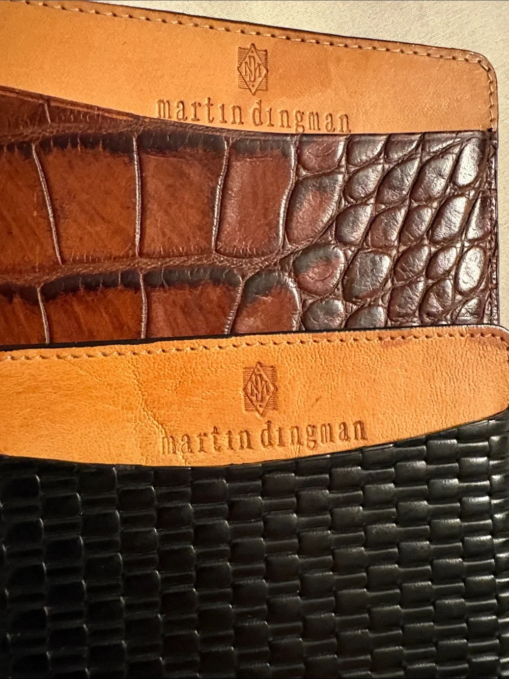 Martin Dingman alligator skin / black leather card holder lot